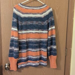 Promessa - Multicolor Orange Crew Neck Sweater - Large